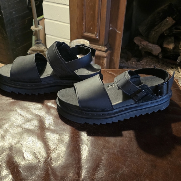 Dr. Martens Soft Wair Sandals Black Adjustable Leather Strap Open Toe Size 9 - Picture 4 of 9